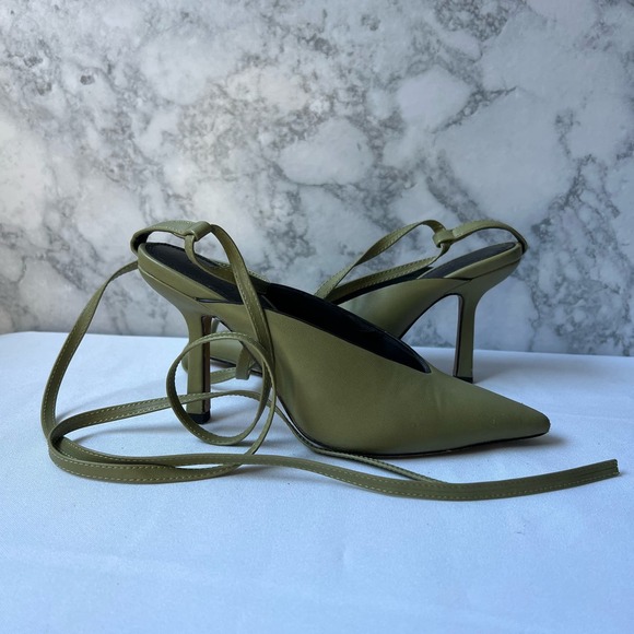 ASOS Shoes - ASOS Olive Green High Vamp Tie Around Mule Heel US 7